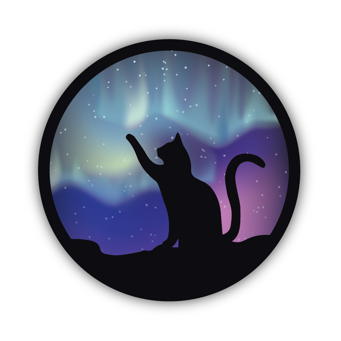 Northern Lights Cat Sticker