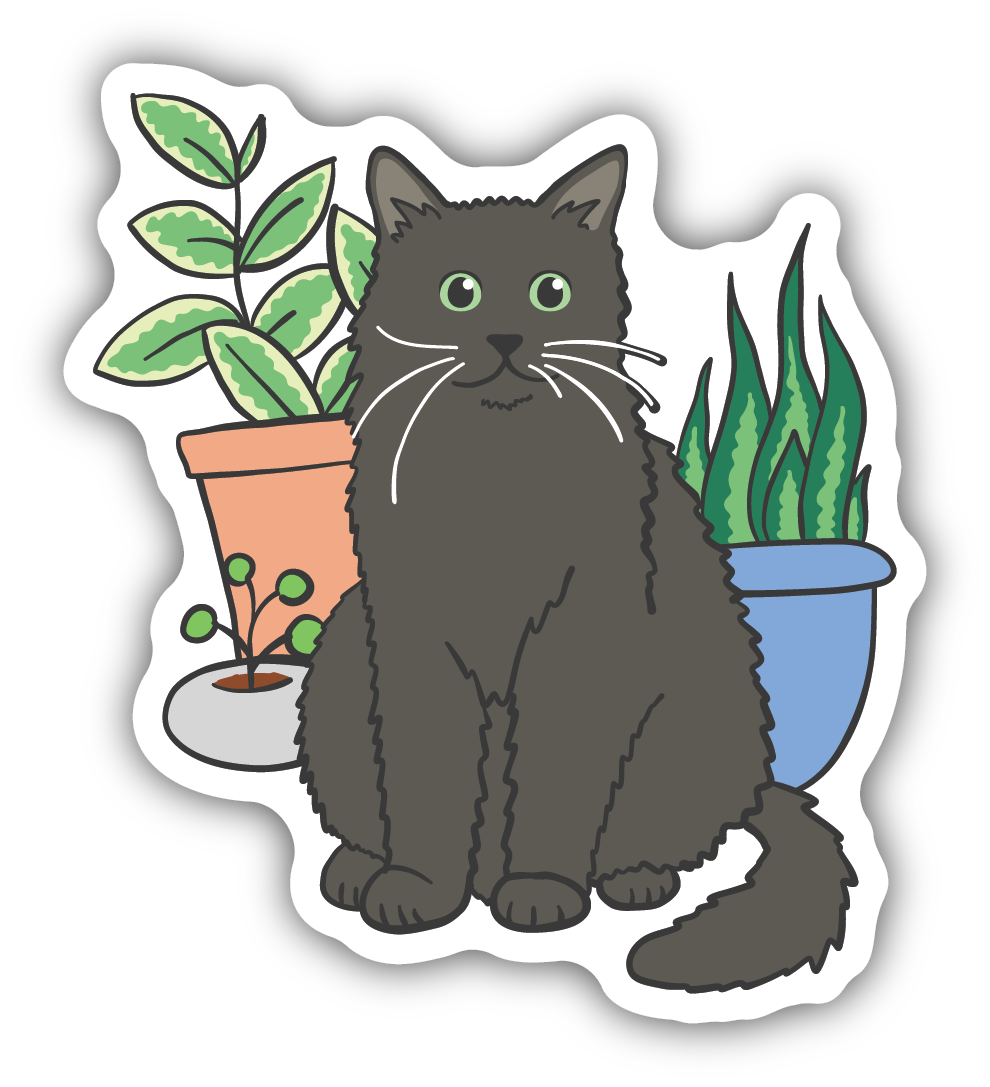 Cat with Plants Stickers