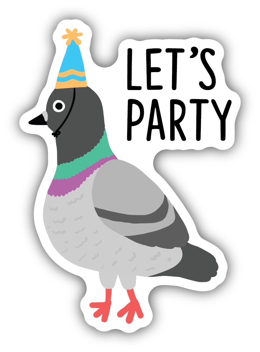 Let's Party- Pigeon Sticker