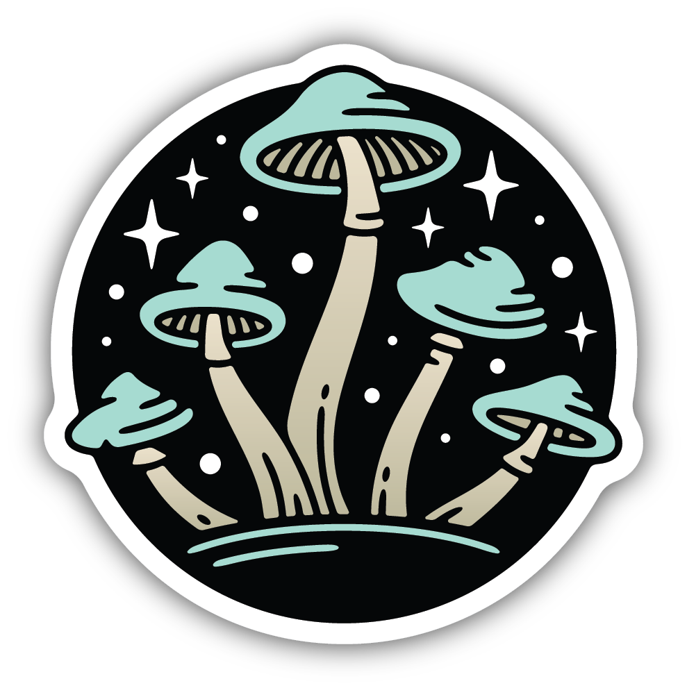 Nighttime Mushrooms Sticker