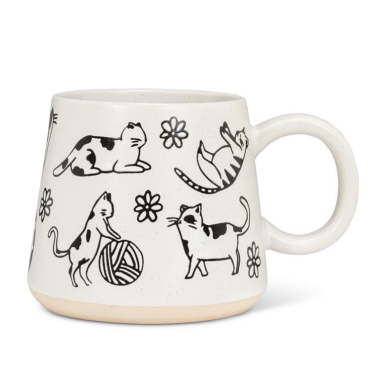 Wide Base Mug with Cat Drawings
