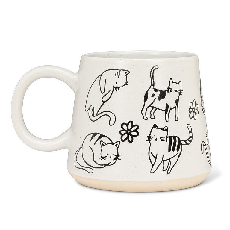 Wide Base Mug with Cat Drawings