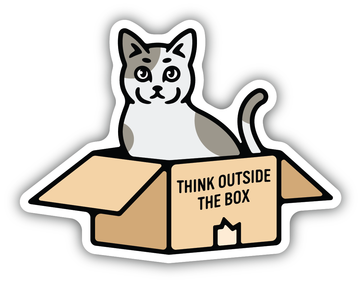 Think Outside The Box - Cat Sticker