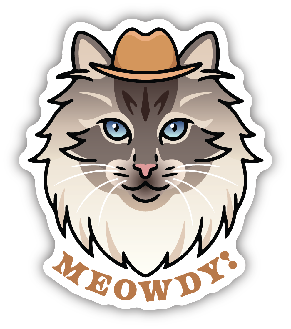 Meowdy! Cat Face Sticker