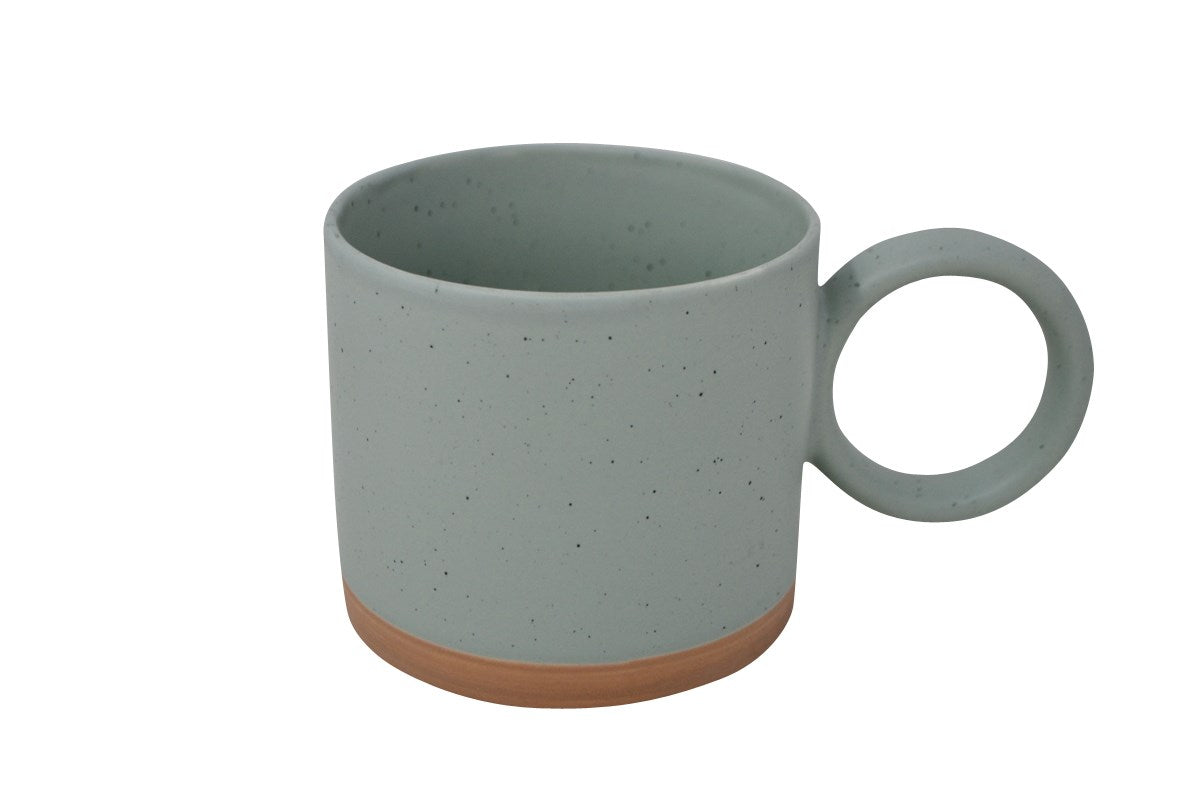 Round Handle Green Mug