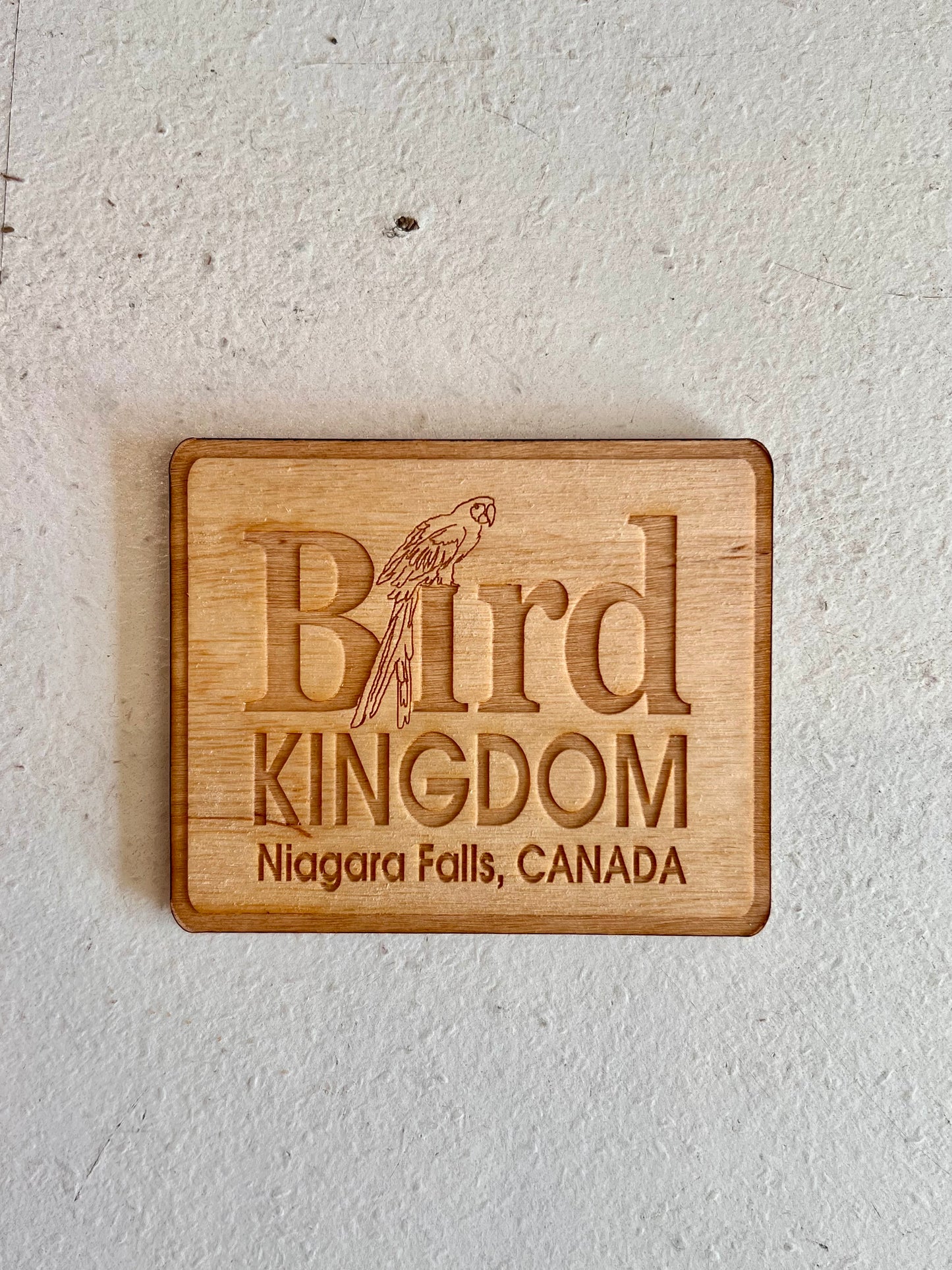 Wooden Rectangle Bird Kingdom Logo Magnet