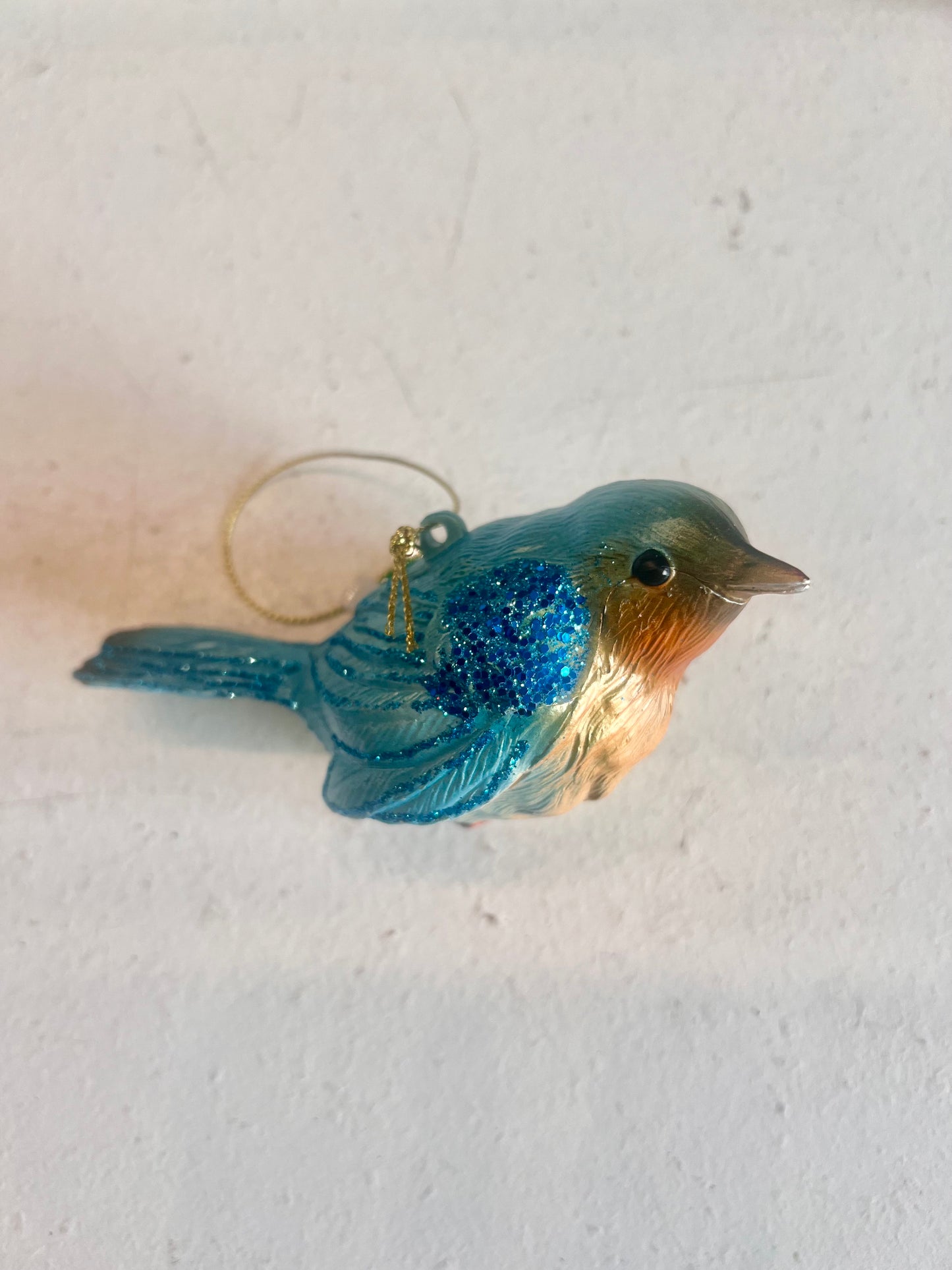 Blue and Orange Glitter Bird Ornament