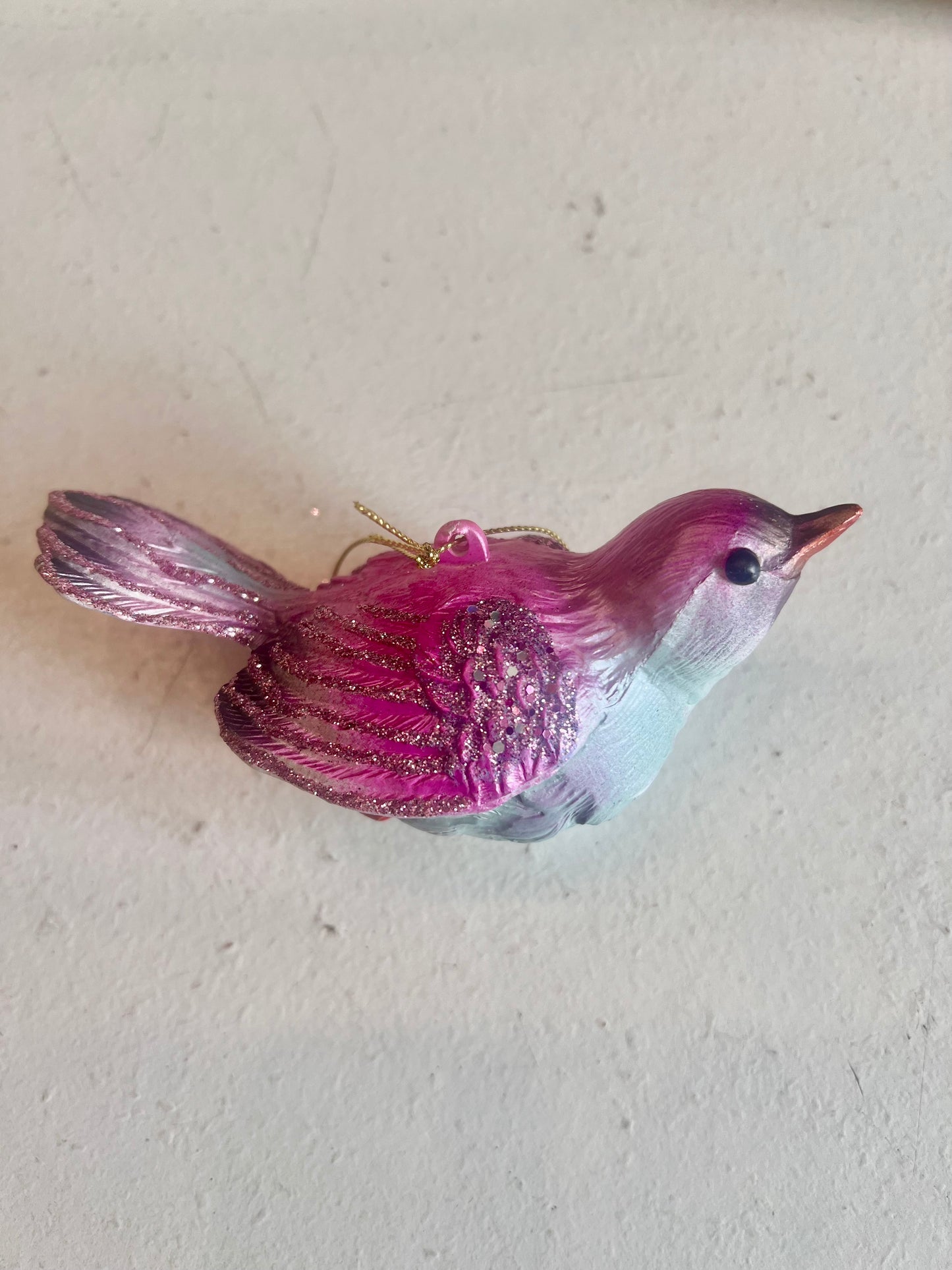 Pink Glitter Bird Ornament