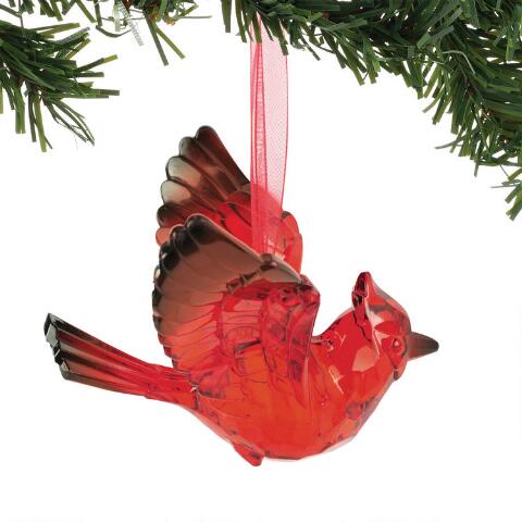 Acrylic Red Cardinal Ornament