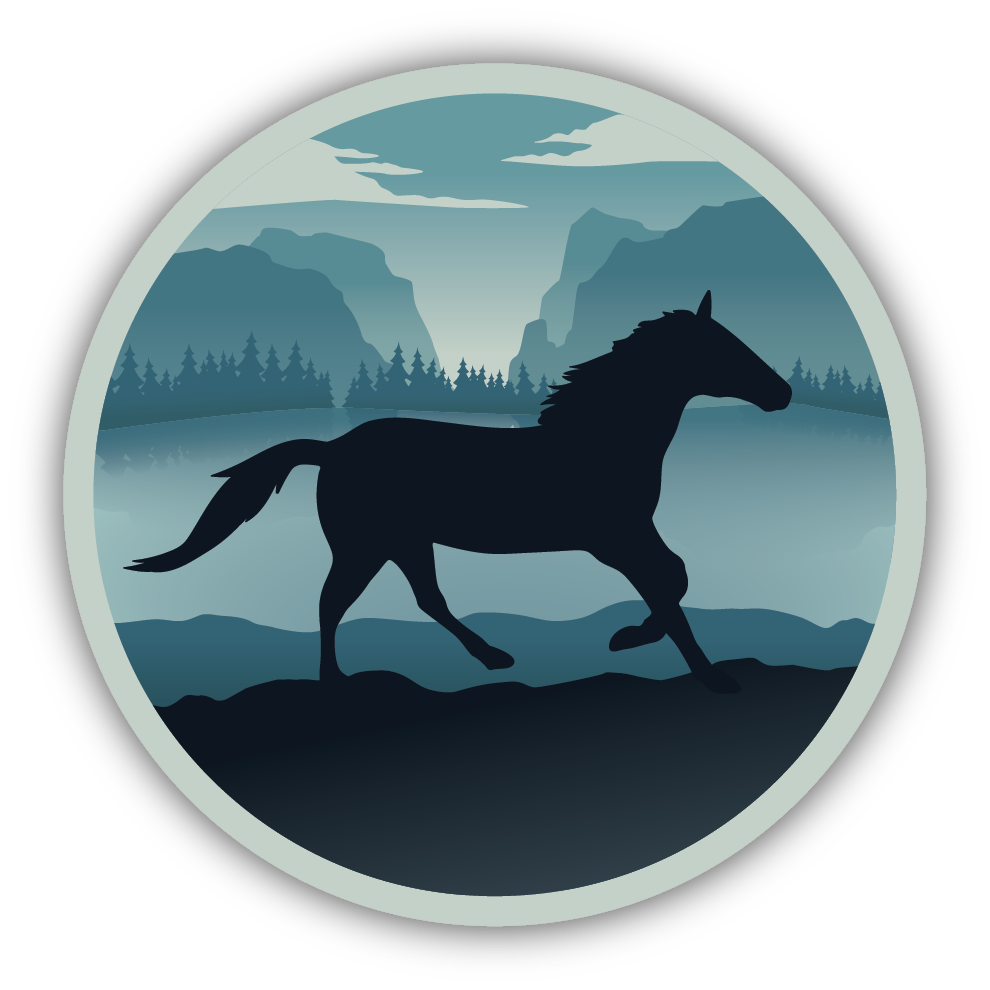 Blue Horse Circle Sticker