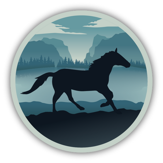 Blue Horse Circle Sticker