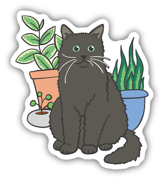 Cat with Plants Stickers