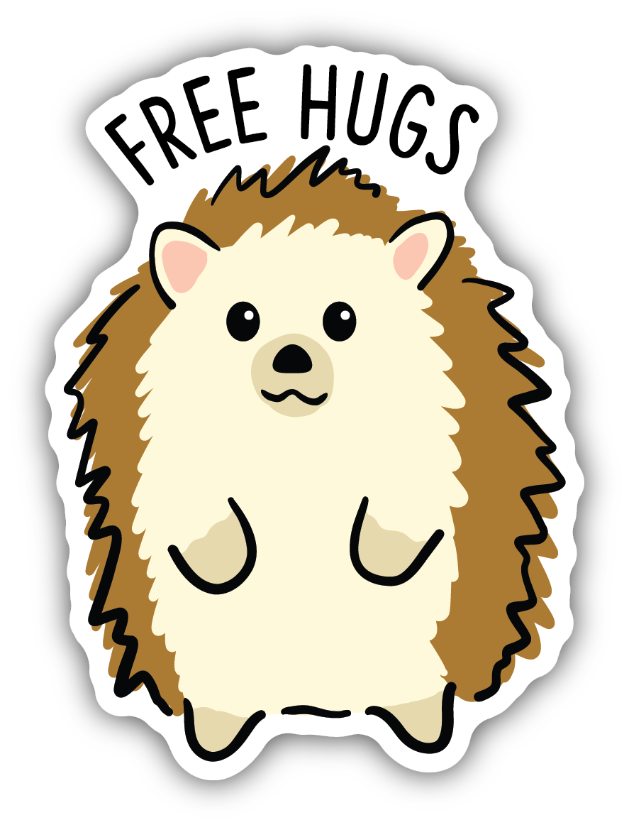 Hug Sticker Copy Free Hugs Hedgehog Sticker – Bird Kingdom Giftstore