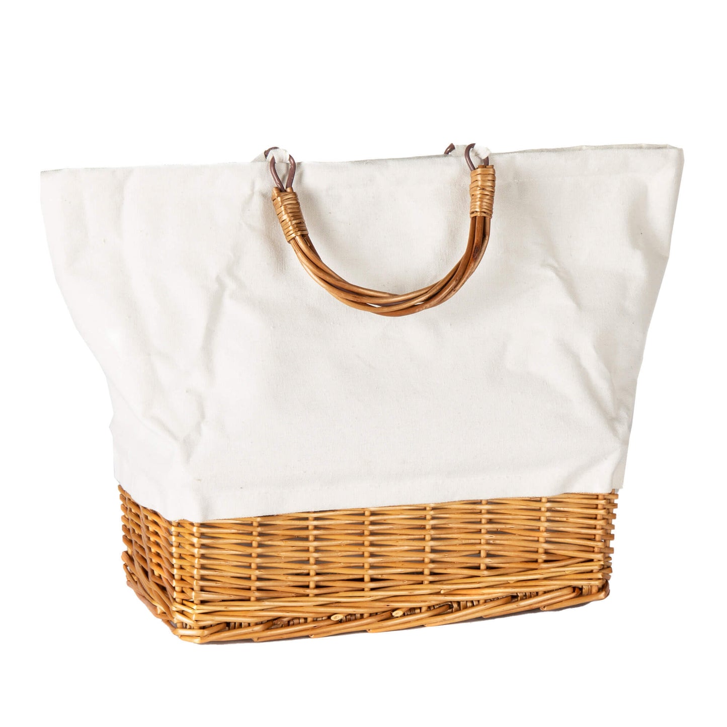 Willow Oval Base and Fabric Cooler Bag - White