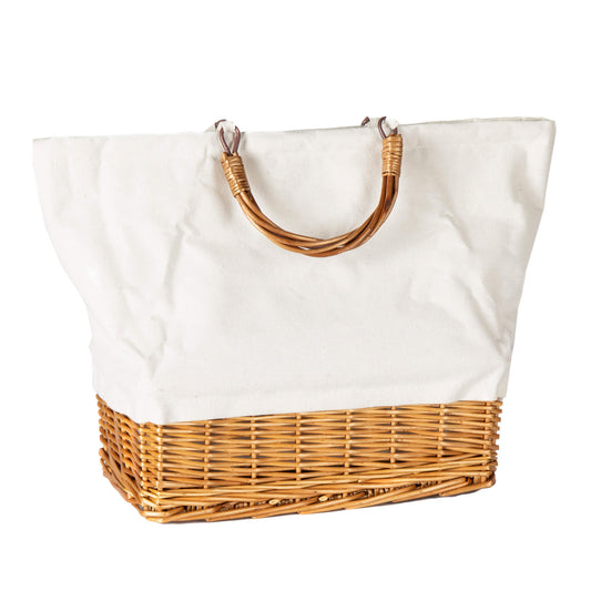 Willow Oval Base and Fabric Cooler Bag - White