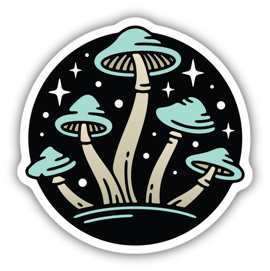 Nighttime Mushrooms Sticker