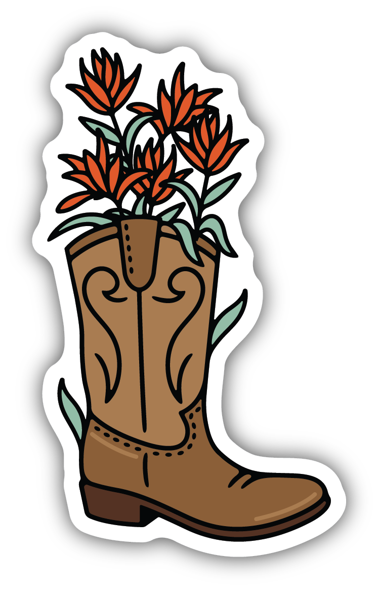 Cowboy Boot with Flowers