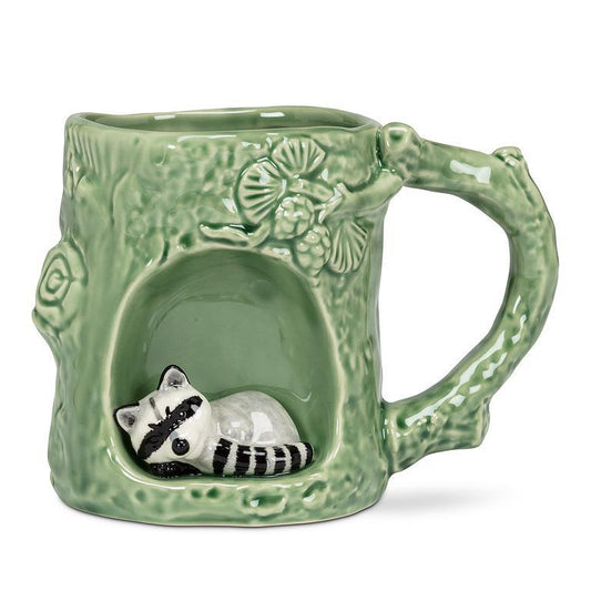Tree Mug with Sleeping Racoon