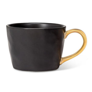 Matte Cup with Gold Handle - Black