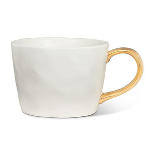 Matte Cup with Gold Handle - White