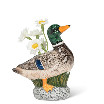 Standing Mallard Duck Bud Vase