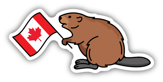 Canadian Flag Beaver Sticker