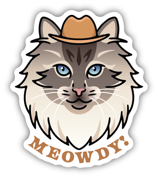 Meowdy! Cat Face Sticker
