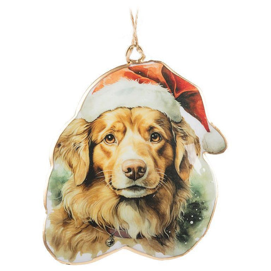 Dog with Santa Hat Ornament