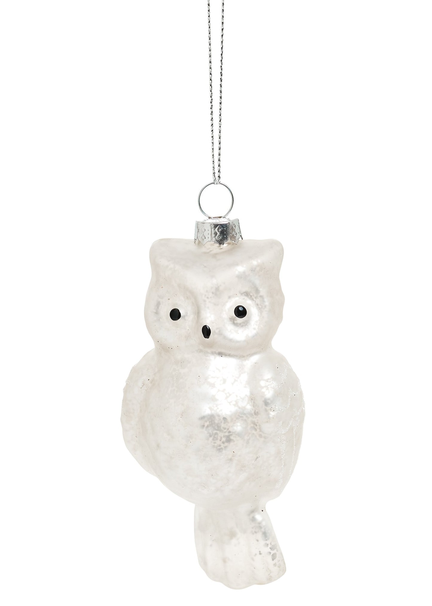 White Glass Owl Ornament