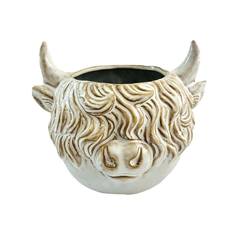 Highland Cow Head Planter