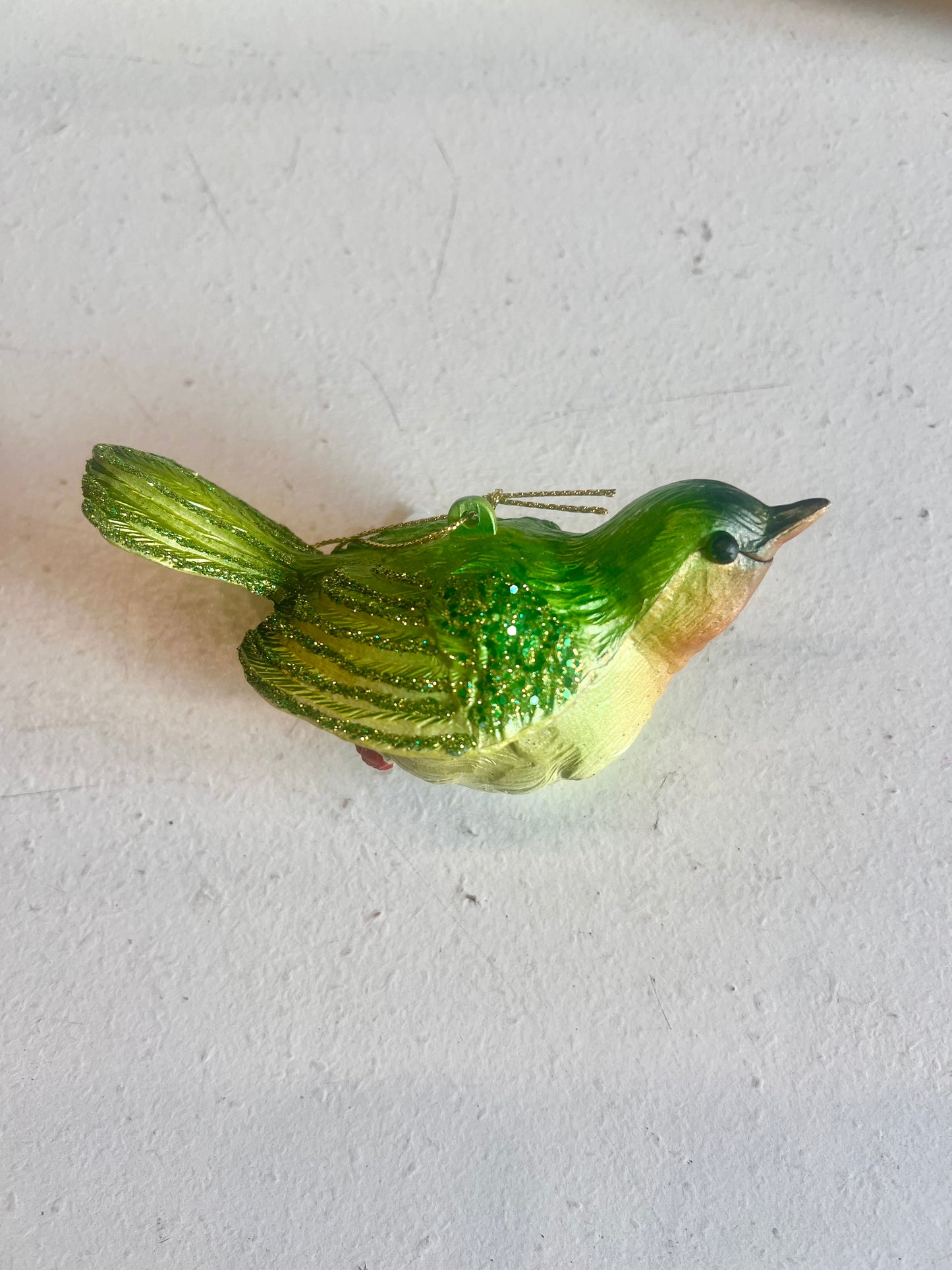Green Glitter Bird Ornament