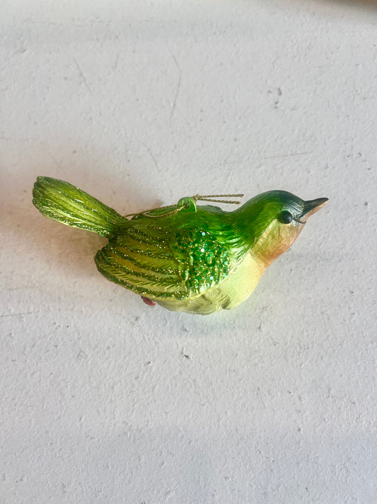 Green Glitter Bird Ornament