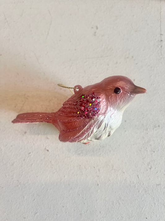 Light Pink Glitter Bird Ornament
