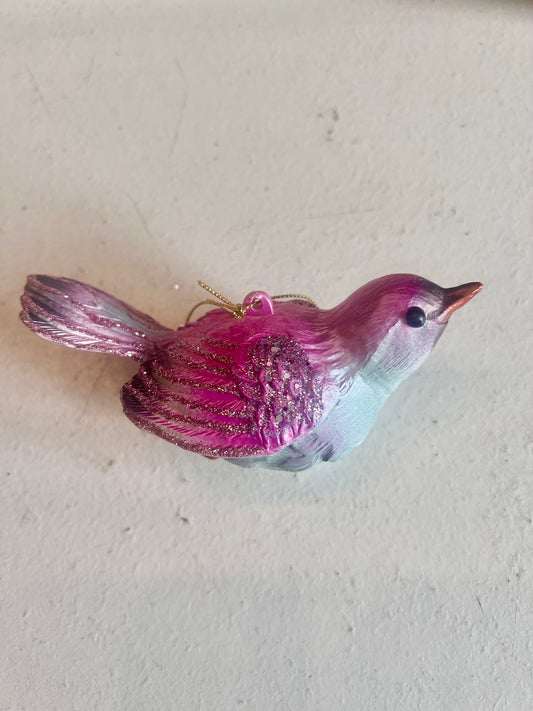 Pink Glitter Bird Ornament